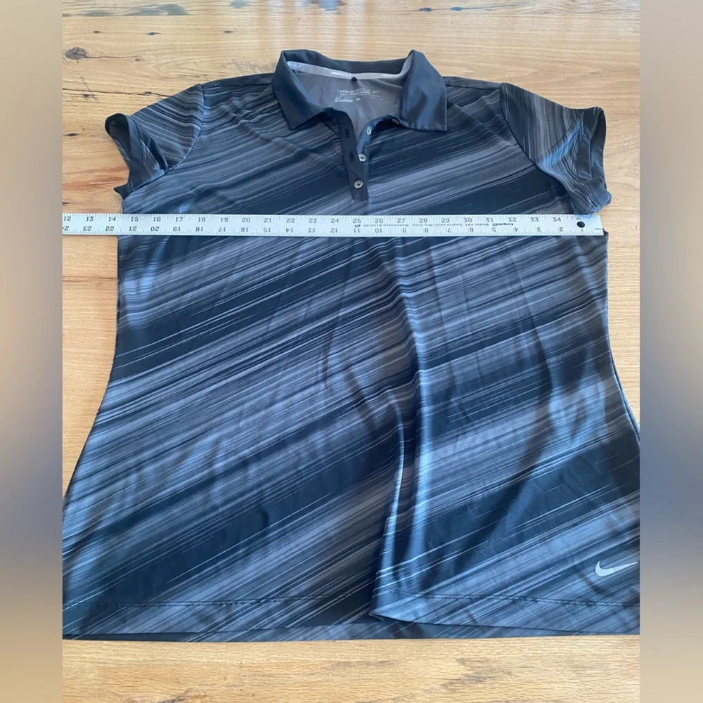 Nike Women's Short Sleeve Polo‎ - Black and Gray XL Preloved